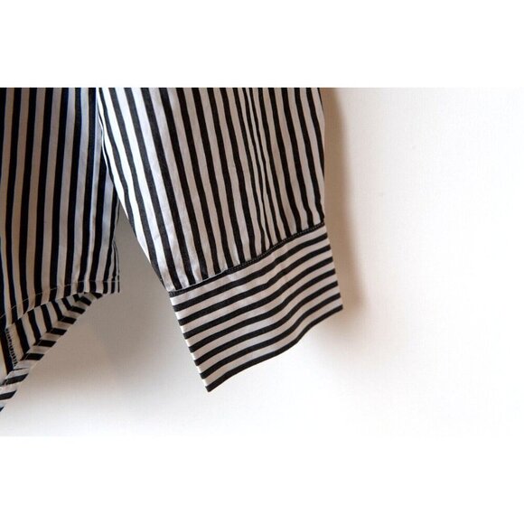 FRAME Women's Size S Button Down Long Sleeve Black White Stripe Tie in Back - Picture 4 of 7